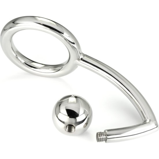 Metal Hard COCK RING RING WITH ANAL INTRUDER HOOK 45MM