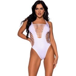 Leg Avenue Teddies LEG AVENUE - BODY THONG RACERBACK WHITE