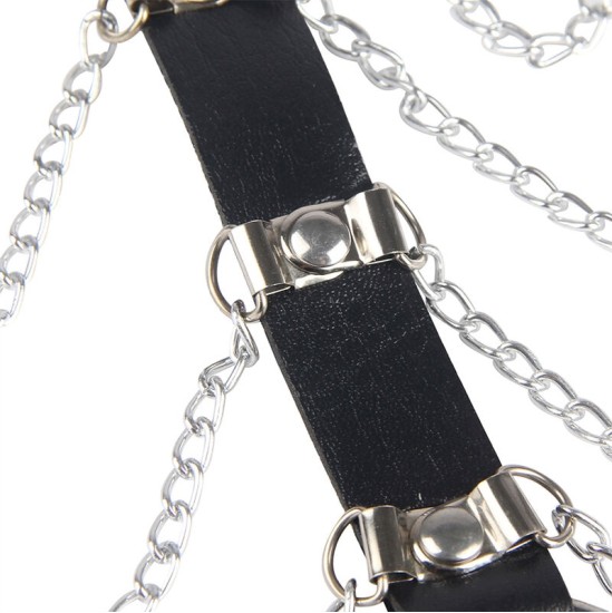 Subblime Fetish SUBBLIME - CHEST HARNESS LEATHER CHAINS BLACK ONE SIZE