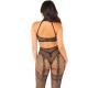 Leg Avenue Bodystockings LEG AVENUE - MESH BODYSTOCKING CROTCHLESS BLACK ONE SIZE