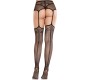 Leg Avenue Hosiery LEG AVENUE - LACE STOCKINGS WITH CROSS AND GARTER BELT BLACK