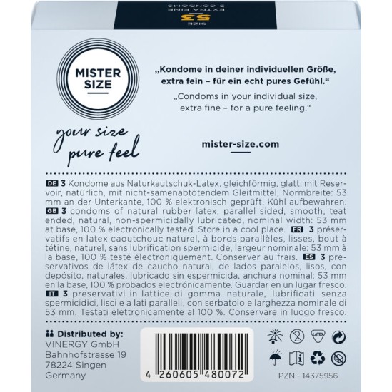 Mister Size CONDOM SIZE M 53 MM (3 UNITS)