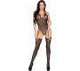 Leg Avenue Teddies LEG AVENUE - 89360 OPEN BACK BODYSUIT WITH GARTER BELT BLACK- ONE SIZE