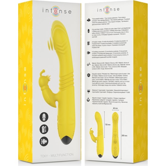 Intense Fun INTENSE - TOKY MULTIFUNCTION VIBRATOR UP & DOWN WITH CLITORAL STIMULATOR YELLOW