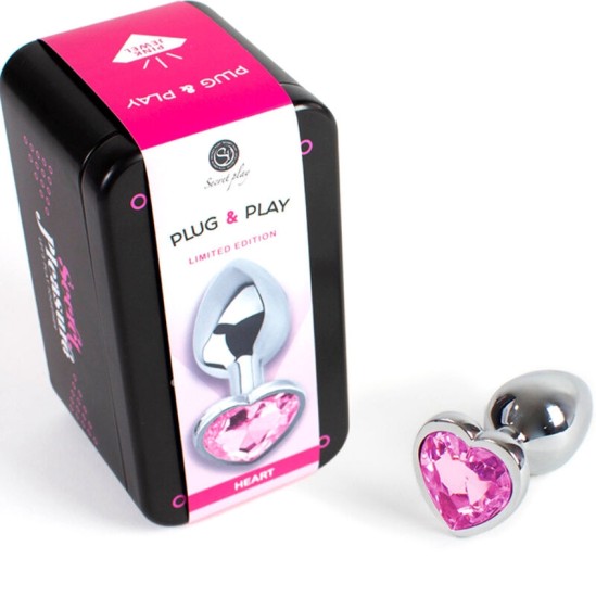 Secretplay Toys SECRET PLAY - METAL BUTT PLUG FUCHSIA HEART SMALL SIZE 7 CM