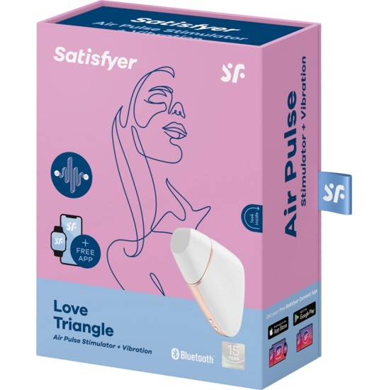 Satisfyer Connect SATISFYER LOVE TRIANGLE ВОЗДУШНЫЙ ИМПУЛЬСНЫЙ СТИМУЛЯТОР И ВИБРАТОР - БЕЛЫЙ