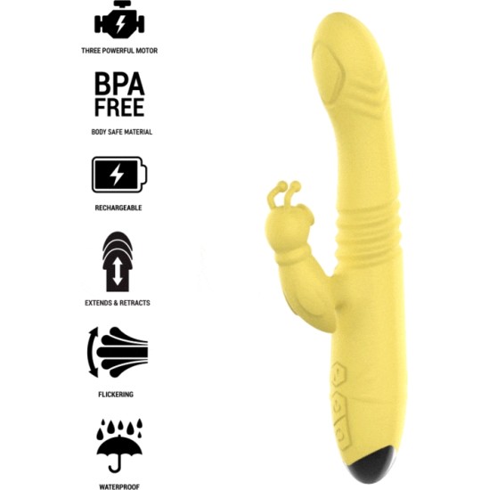 Intense Fun INTENSE - TOKY MULTIFUNCTION VIBRATOR UP & DOWN WITH CLITORAL STIMULATOR YELLOW