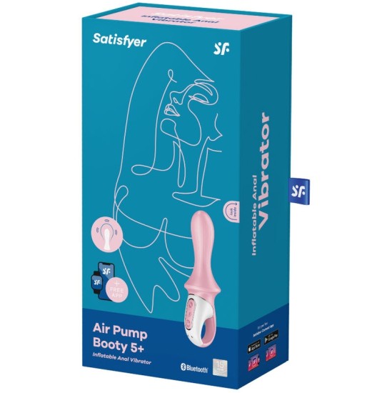 Satisfyer Connect SATISFYER AIR PUMP BOOTY 5+ PRIPUČIAMAS ANALINIS VIBRATORIAUS – ROŽINIS