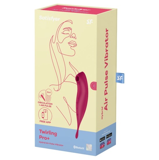 Satisfyer Connect SATISFYER TWIRLING PRO+ AIR PULSE STIMULIATORIŲ IR VIBRATORIŲ PROGRAMĖ – RAUDONA