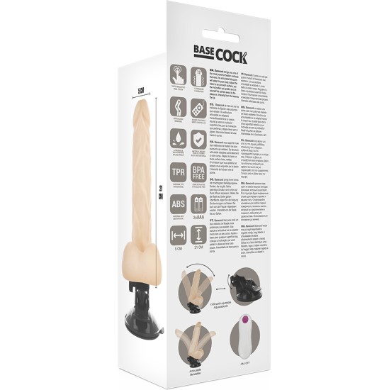 Basecock Reālistisks vibrators ar pulti 21 CM