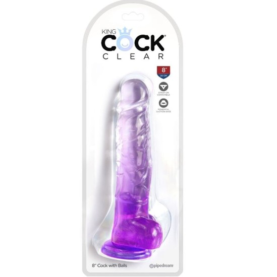 King Cock DZIDRS - REĀLISTS PENIS AR Bumbiņām 16,5 CM PURPURA