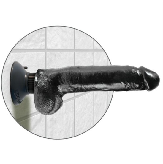 King Cock 23 CM VIBRATING COCK WITH BALLS melns