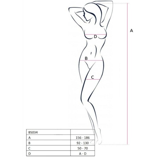 Passion Woman Bodystockings PASSION WOMAN BS034 WHITE BODYSTOCKING VIENS IZMĒRS