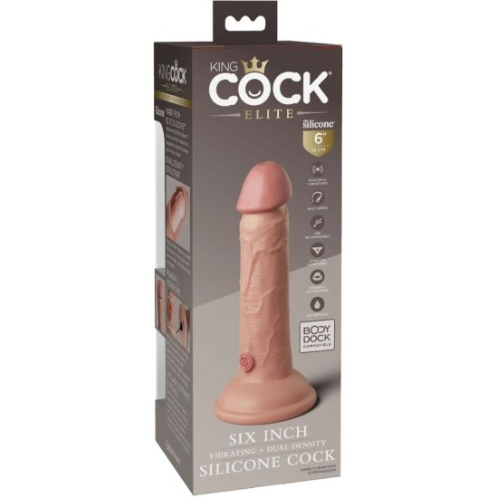 King Cock ELITE - REALISTIC DILDO VIBRATING & SILICONE 15.2 CM