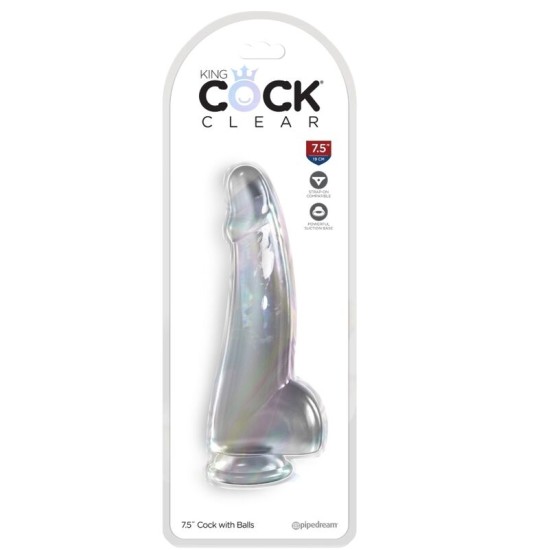 King Cock SKAIDRS - DILDO AR sēkliniekiem 15,2 CM caurspīdīgs