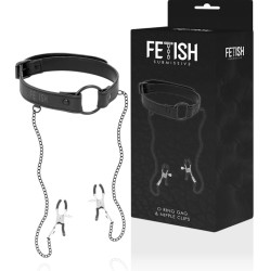 Fetish Submissive Bondage ФЕТИШ-ПОКРАТНЫЙ - КЛЯП-КОЛЬЦО С ЗАЖИМАМИ ДЛЯ СОСКОВ