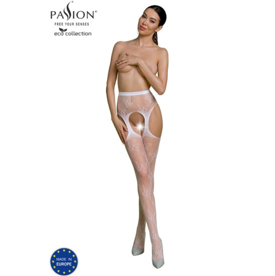 Passion Woman Garter & Stock PASSION - EKO KOLEKCIJA BODYSTOCKING ECO S001 WHITE