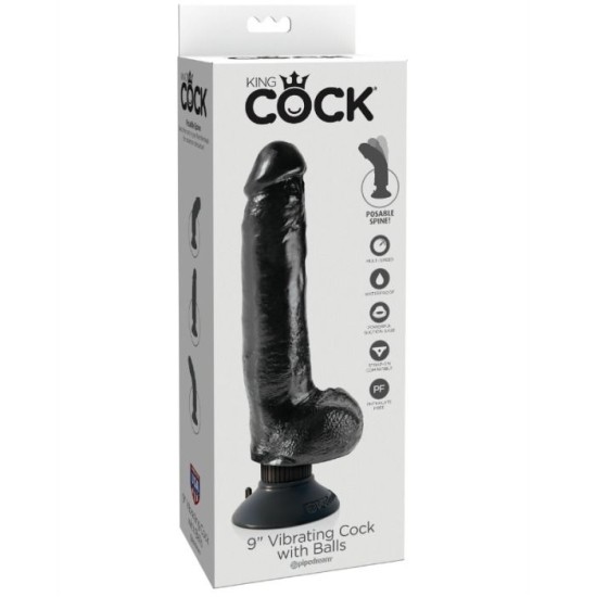 King Cock 23 CM KUULIDEGA VIBREERIMINE MUST