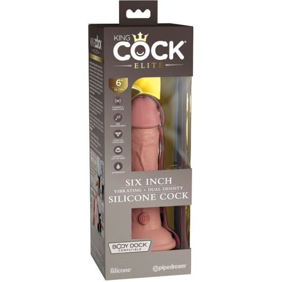 King Cock ELITE - REALISTIC DILDO VIBRATING & SILICONE 15.2 CM