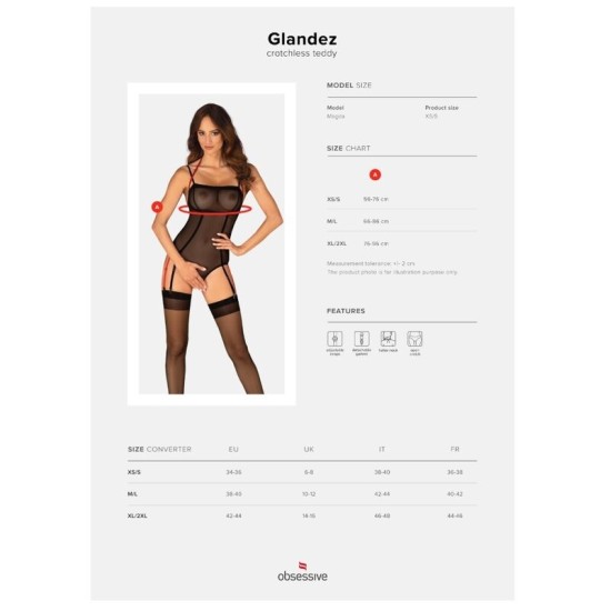 Obsessive Teddies OBSESSIVE - GLANDEZ CROTCHLESS TEDDY XS/S