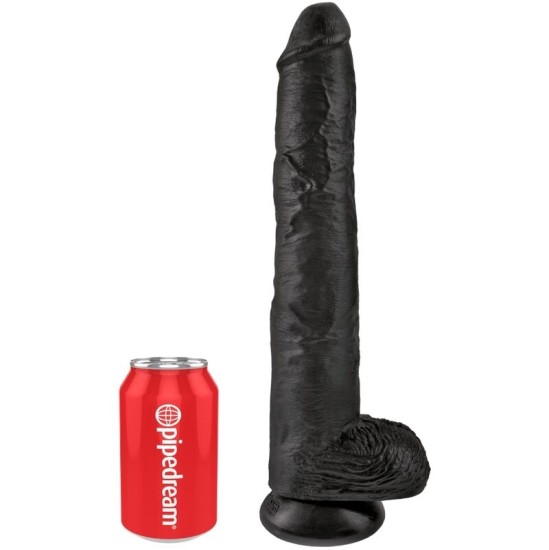 King Cock REĀLISTS PENIS AR Bumbiņām 30,5 CM MELNS