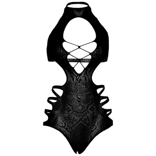 Leg Avenue Teddies LEG AVENUE CUT OUT STRAPPY BODYSUIT ONE SIZE - BLACK