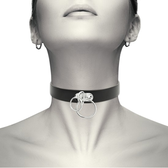 Coquette Accessories COQUETTE CHIC DESIRE - DOUBLE RING VEGAN LEATHER CHOKER