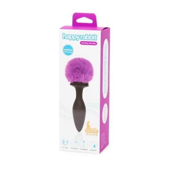 Happy Rabbit Anal Plug with Vibration and Double Base Purple Large