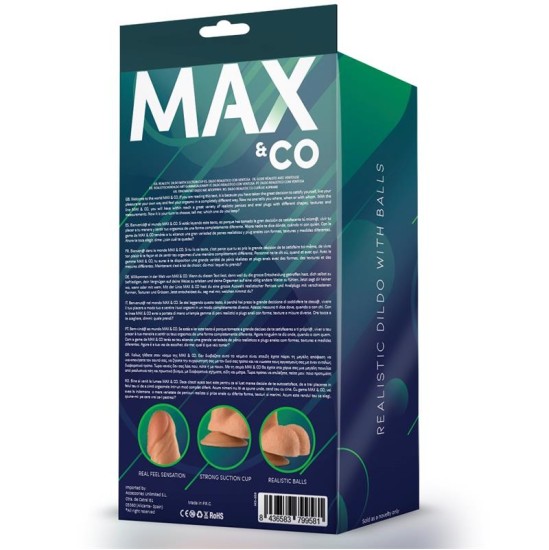 Max & Co Saul reālistisks dildo ar sēklinieku mīkstumu 8,25 - 21 cm