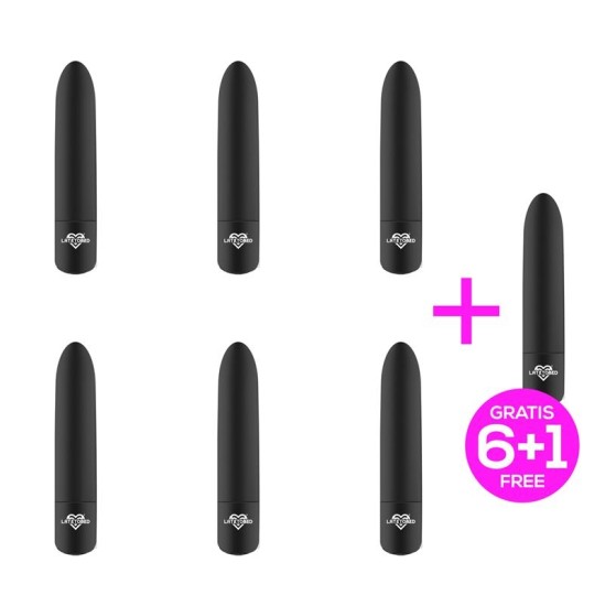 Latetobed 6 pakuotė +1 Shoty Vibrating Bullet USB 10 greičių Galingas variklis juodas