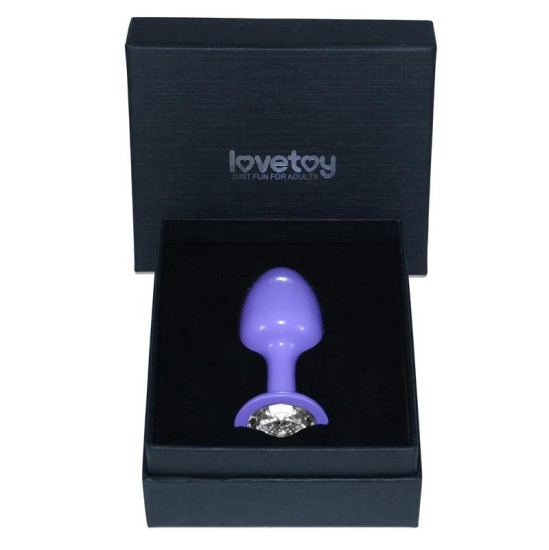 Lovetoy Metal Butt Plug Purple Rosebud with Clear Jewel