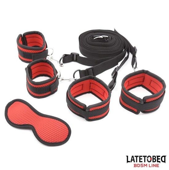 Latetobed Bdsm Line Bed Eestraint Set with Blindfold Adjustable Cuffs