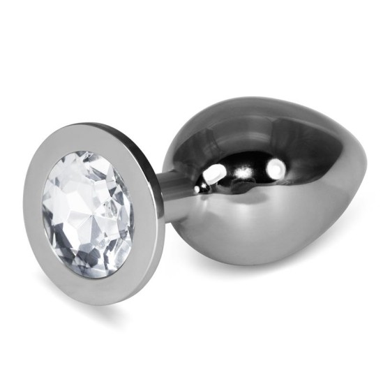 Lovetoy Metal Butt Plug RoseBud Classic with Clear Jewel Size L