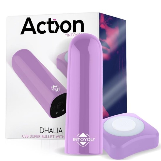 Action Dhalia S per Vibrating Bullet su nuotolinio valdymo pultu, didelės galios USB violetinė