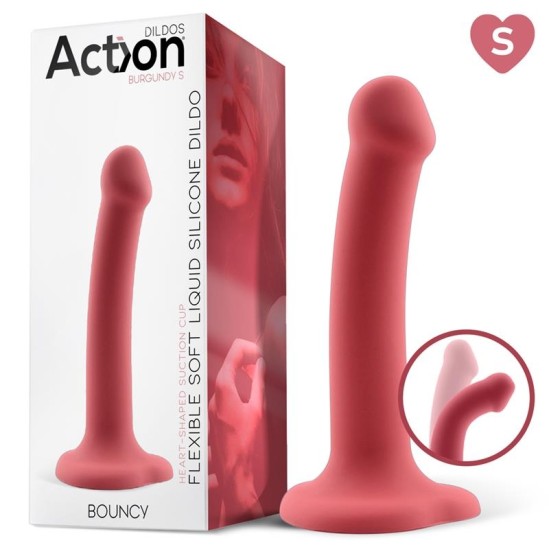 Action Bouncy Liquid Silikona Dildo Hiper Flexible 6,5 - 16,5 cm Izmērs S Burgundy