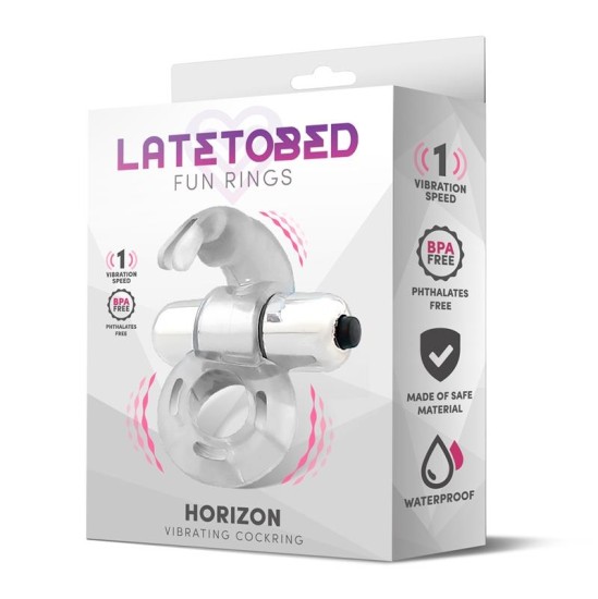 Latetobed Horizon Vibrating Penis Ring with Rabbit Clear