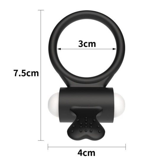 Lovetoy Vibrējošs Cockring Power Clit Black