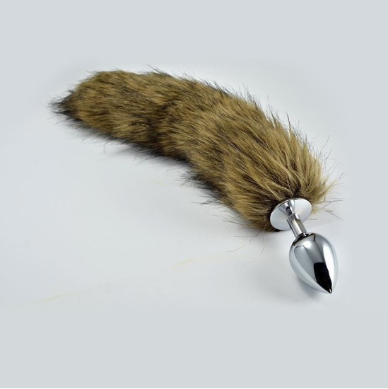 Lovetoy Metal Butt Plug with Brown Fox Tail Size S