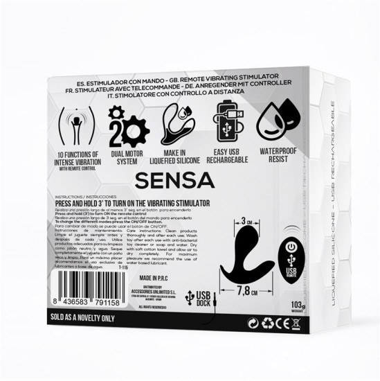 Tardenoche Sensa Stimulator Remote Control USB Liquid Silicone Black