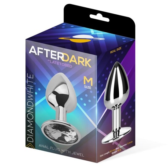 Afterdark Butt Plug with Jewel Diamond White Size M Aluminium
