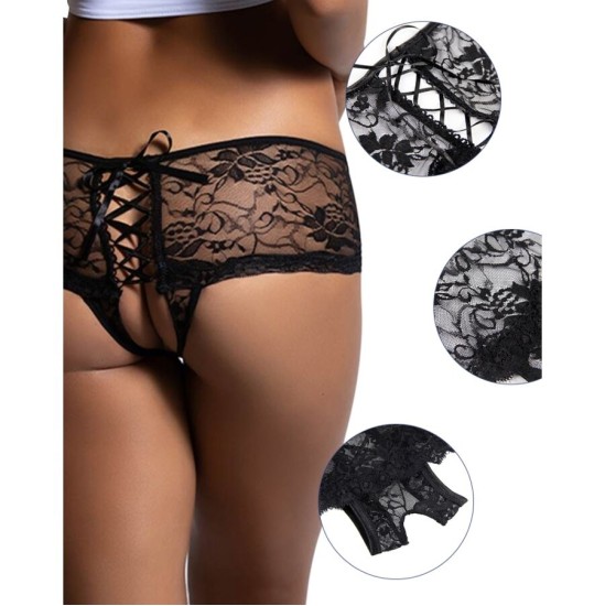 Queen Lingerie КРУЖЕВНЫЕ ТРУСИКИ С ОТКРЫТОЙ СПИНОЙ S/M