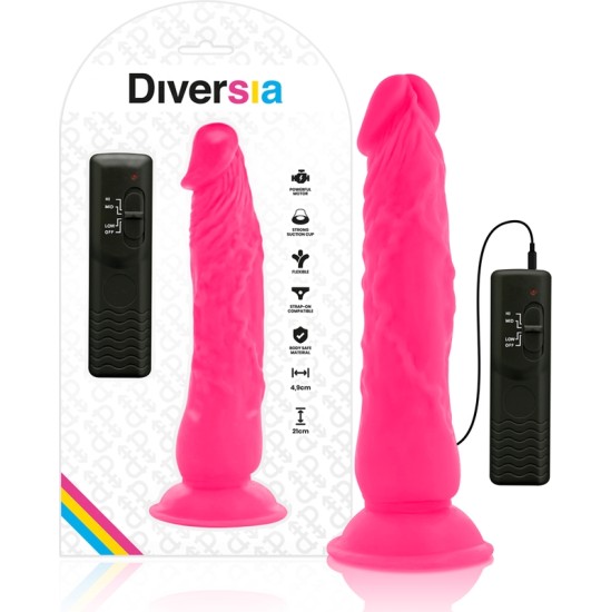 Diversia LANKSUS VIBRAVIMAS Dildo 21 CM - RŪŽAS