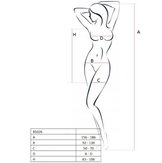 Passion Woman Bodystockings PASSION WOMAN BS026 BODYSTOCKING VALGE KLEIT, ÜKS SUURUS