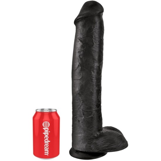 King Cock REĀLISTS PENIS AR BOMĒM 34.2 CM MELNS