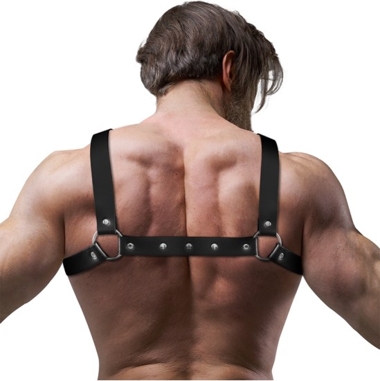 Fetish Submissive Attitude MEN'S ADJUSTABLE ECO-LEATHER CROSS CHEST BULLDOG HARNESS