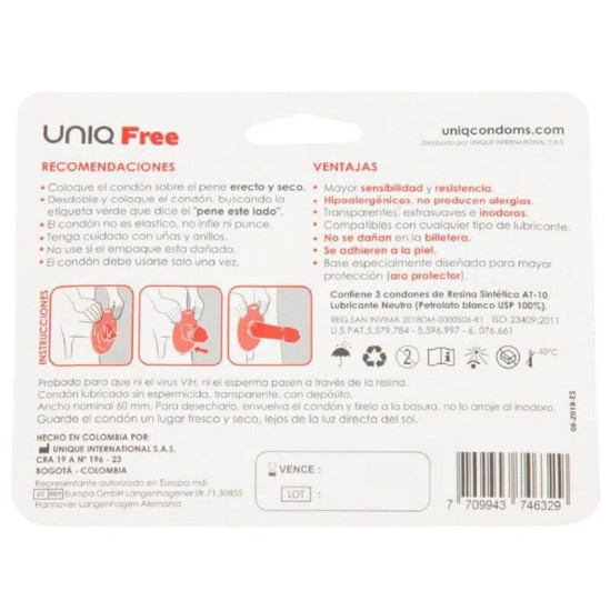 Uniq FREE LATEX FREE CONDOMS WITH PROTECTIVE RING 3 UNITS