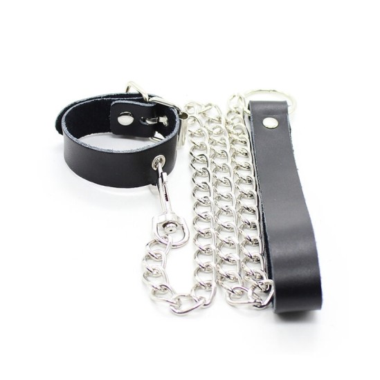 Ohmama Fetish PENIS NECKLACE AND LEATHER STRAP WITH METAL CHAIN