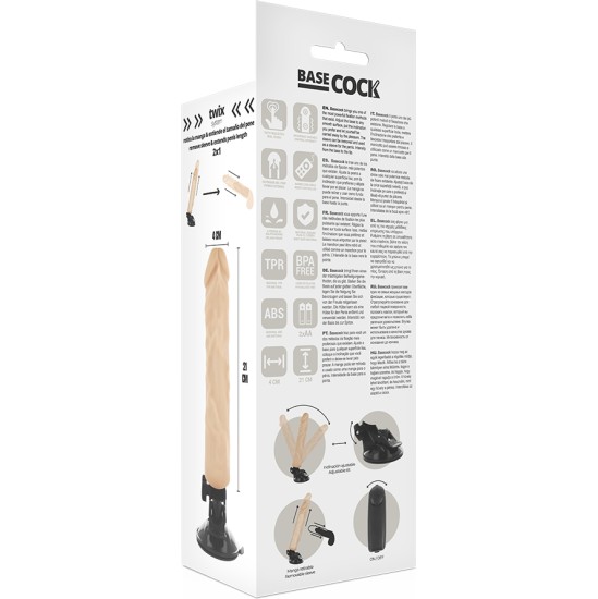 Basecock Reālistisks vibrators ar pulti 21 CM