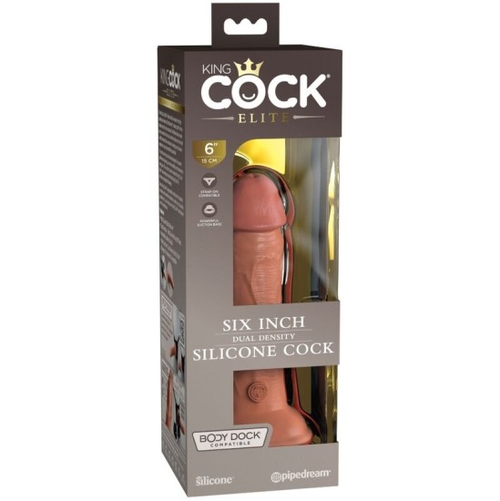 King Cock ELITAS – REALISTINĖ SILIKONINĖ DILDO 15,2 CM KARAMELĖ