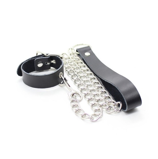 Ohmama Fetish PENIS NECKLACE AND LEATHER STRAP WITH METAL CHAIN